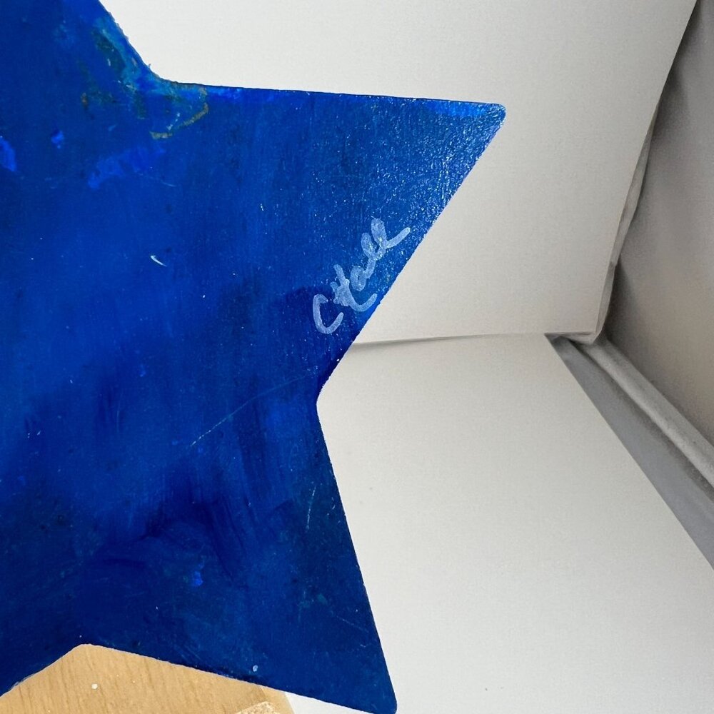 Hand-Painted Wooden Star Ornament Ocean Moon Scene - Picture 3 of 3